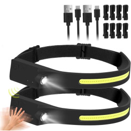 USB čelovka LX200 COB&XPE, 350 lm, 1200mAh, IPX4, 2 ks