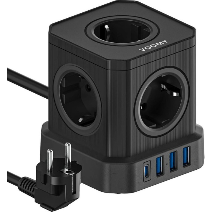 Prodlužovací kabel v kostce 9v1 VOOMY S6-3M (VS6311), 4000 W, 3 m