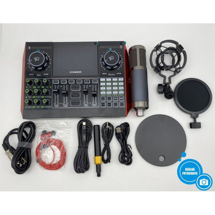 Mixážní pult s mikrofonem TENLAMP G10 mixer, 5V