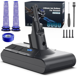 Náhradní baterie pro vysavač Dyson V8/SV10 + 2 Filtry, 8000 mAh, 21.6 V