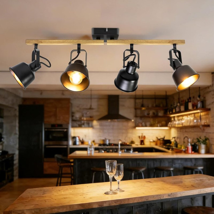 Stropní svítidlo AULAIYI Spotlights S11BK-4-LY, 40 W, 63,5 cm, E14, černá