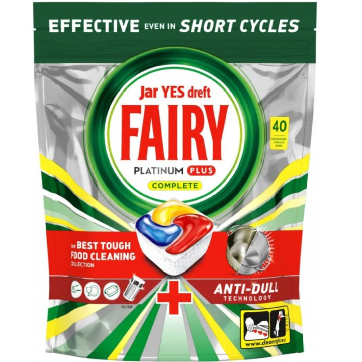 Kapsle do myčky FAIRY Platinum Plus All In One, 40 ks