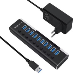 USB rozbočovač RSHTECH 10 Port USB 3.0, 36 W