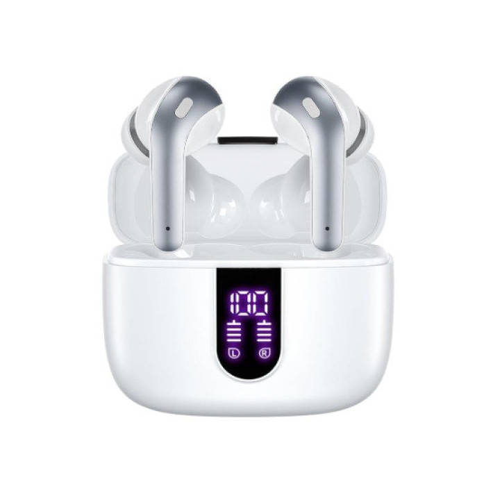 Bluetooth sluchátka s nabíjecím pouzdrem X08, bílá