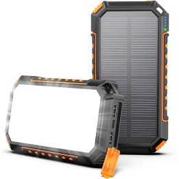 Solární powerbanka RIAPOW T11W, 26 800 mAh, 60 LED, 3x USB, černá