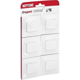 Dvoupolohový spínač LEGRAND Neptune, 230 V, 10 A, 6 ks, bílá