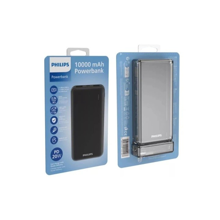 Powerbanka PHILIPS MD2545, 20 W PD, 10 000 mAh, černá
