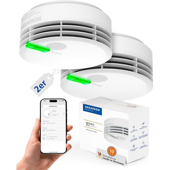 Detektor kouře HEKATRON Genius Plus, 85 dB(A), 2 ks, bílá