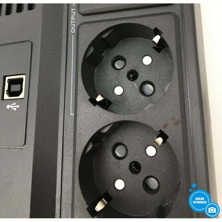 Záložní zdroj UPS MASTER U-POWER MF-UPS850VA-R, 850 VA, 480 W, černá