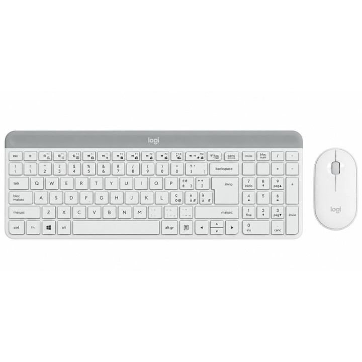 Set bezdrátové klávesnice a myši LOGITECH MK470 SLIM COMBO, QWERTY (rozložení IT), bílá