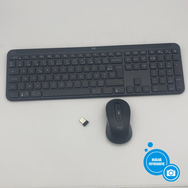 Bezdrátová klávesnice a myš LOGITECH Slim Combo MK950, AZERTY(francouzské rozložení),černá
