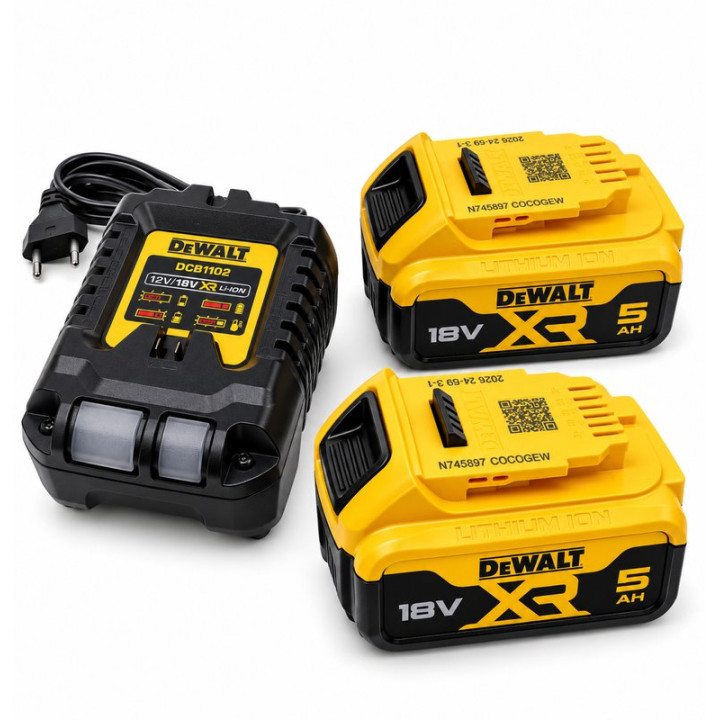 AKU nabíjecí set DEWALT DCB184 + DCB1102, 18 V, 2 ks