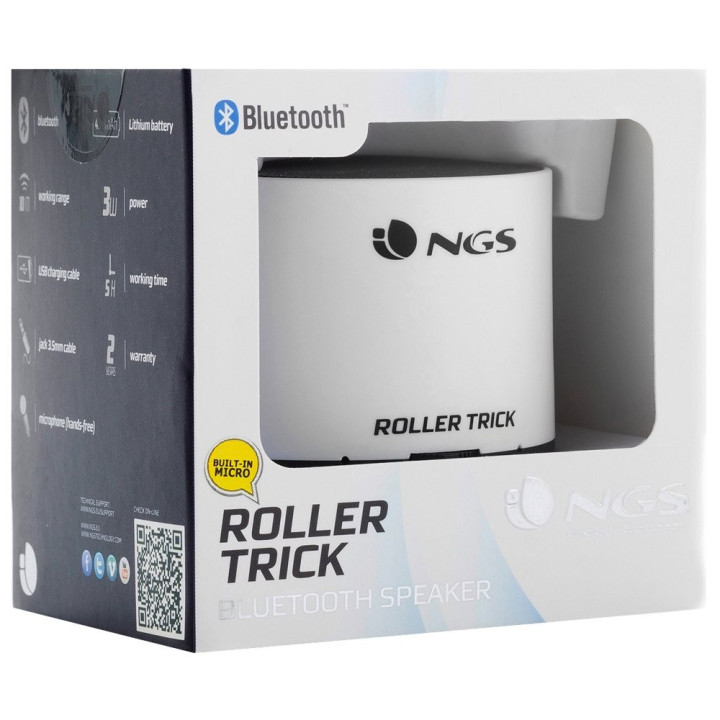 Přenosný Bluetooth mini reproduktor NGS White Roller - bílá