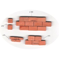 Cihly pro modelářství Alea Mosaik - 4 x různý rozměr (16x8x4 mm, 12x8x4 mm 8x8x4 mm 4x8x4 mm), cca 200ks
